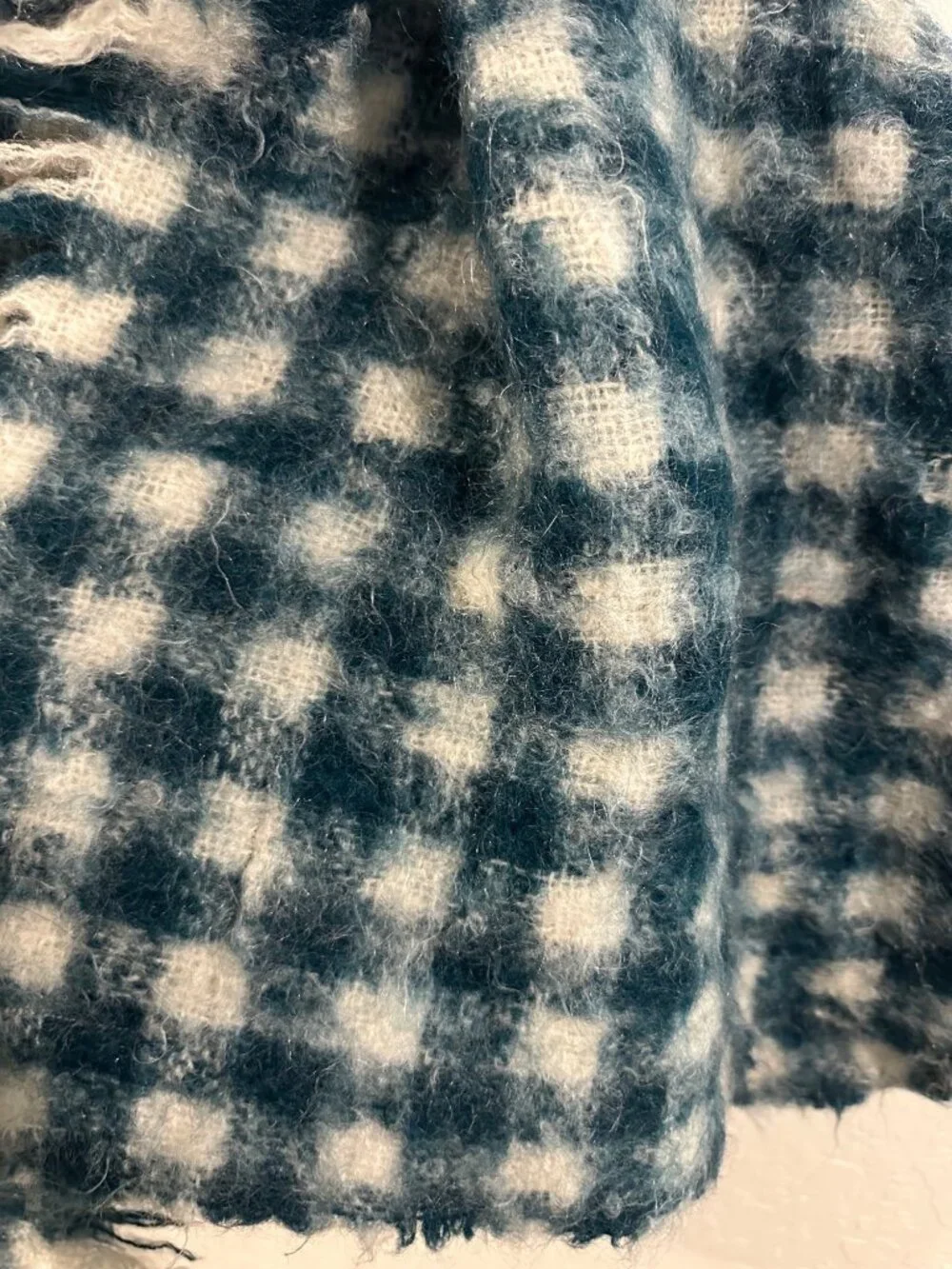 Cape Mohair Super Soft Mohair Wool Blend Green Plaid Scarf Wrap Fall Shawl